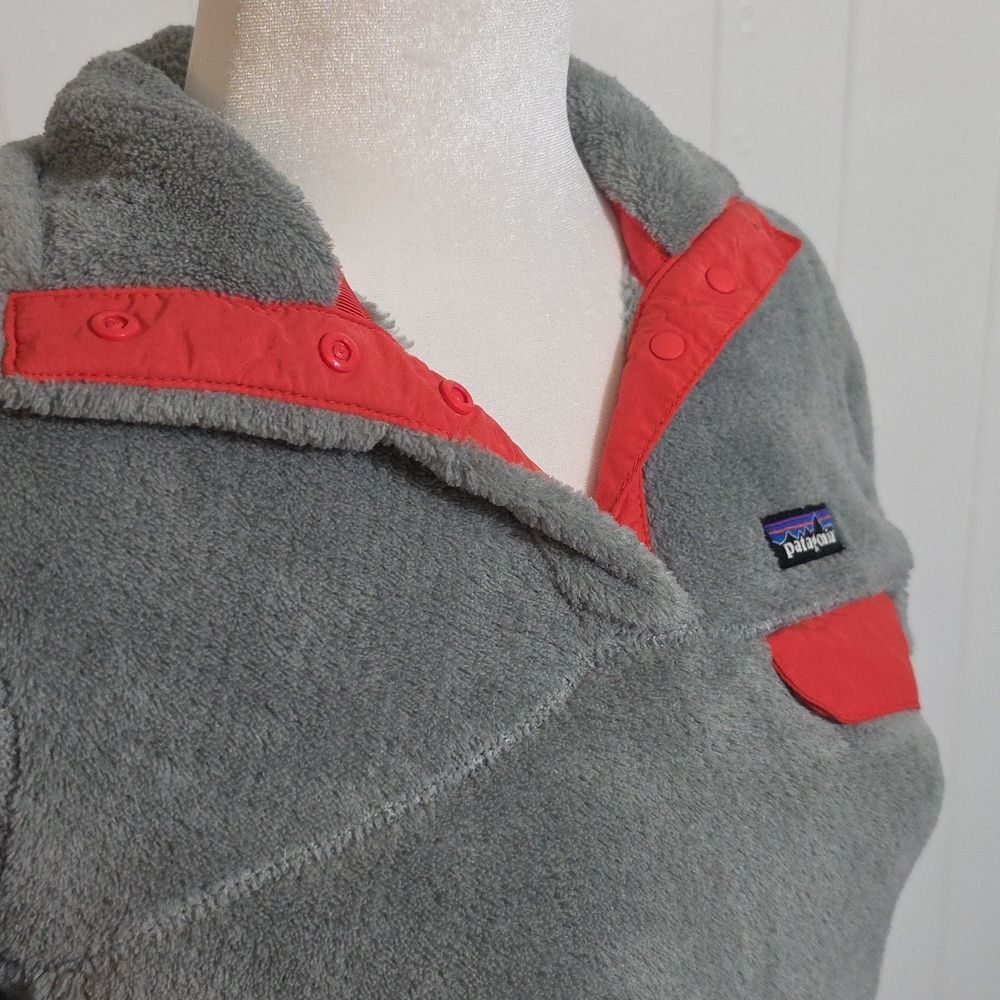 Patagonia Gray Fleece Pullover with Coral Trim - Picture 2 of 5